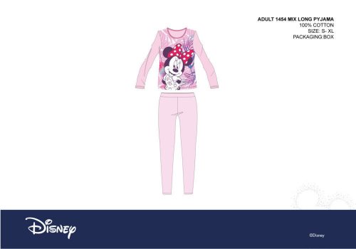 Disney Minnie egér női jersey pizsama - pamut pizsama - világosrózsaszín-lila - XS